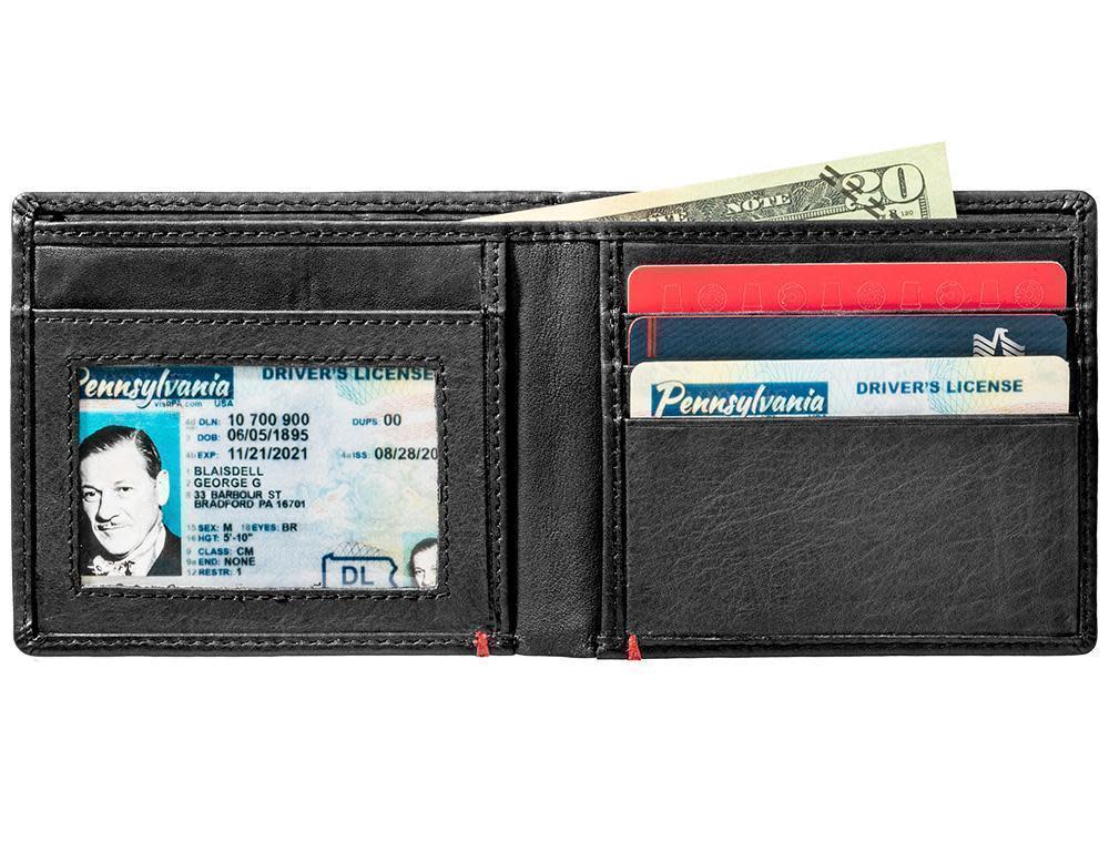 Black Leather Wallet- Fandango Metal Plate Design - Image 3