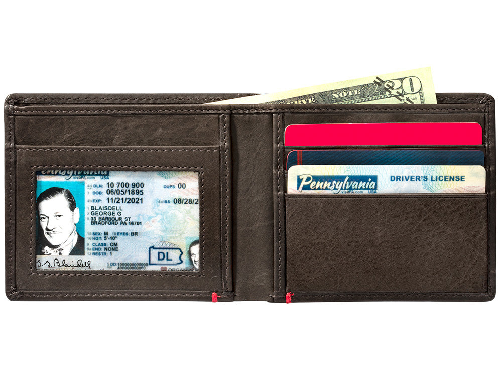 Mocha Leather Wallet- Zippo 1932 Metal Plate Design - Image 3