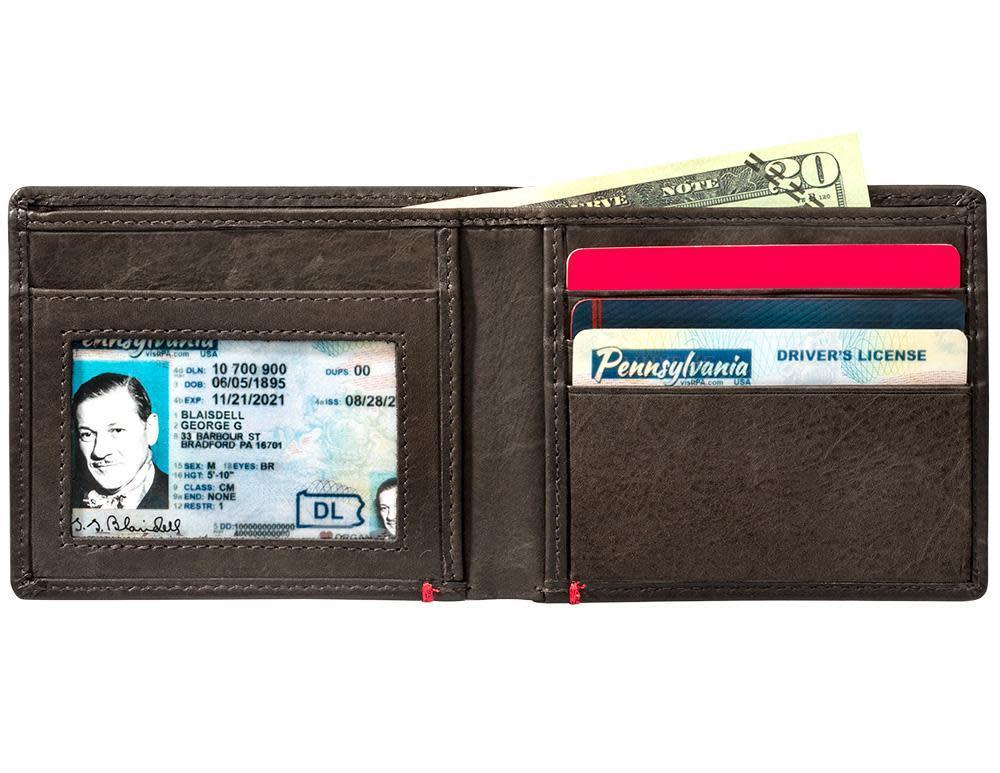 Mocha Leather Wallet- Fandango Metal Plate Design - Image 3