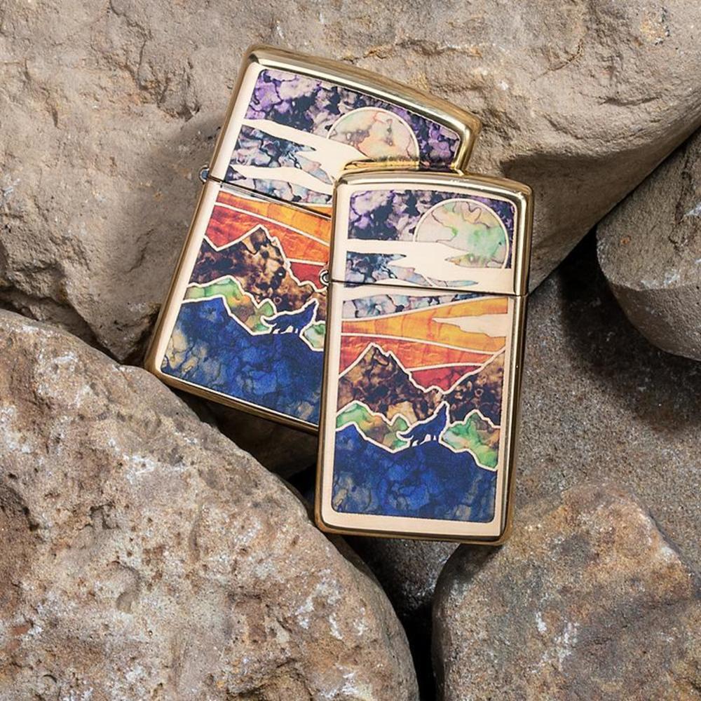 Alternative view of Slim High Polish Brass Howling Wolf