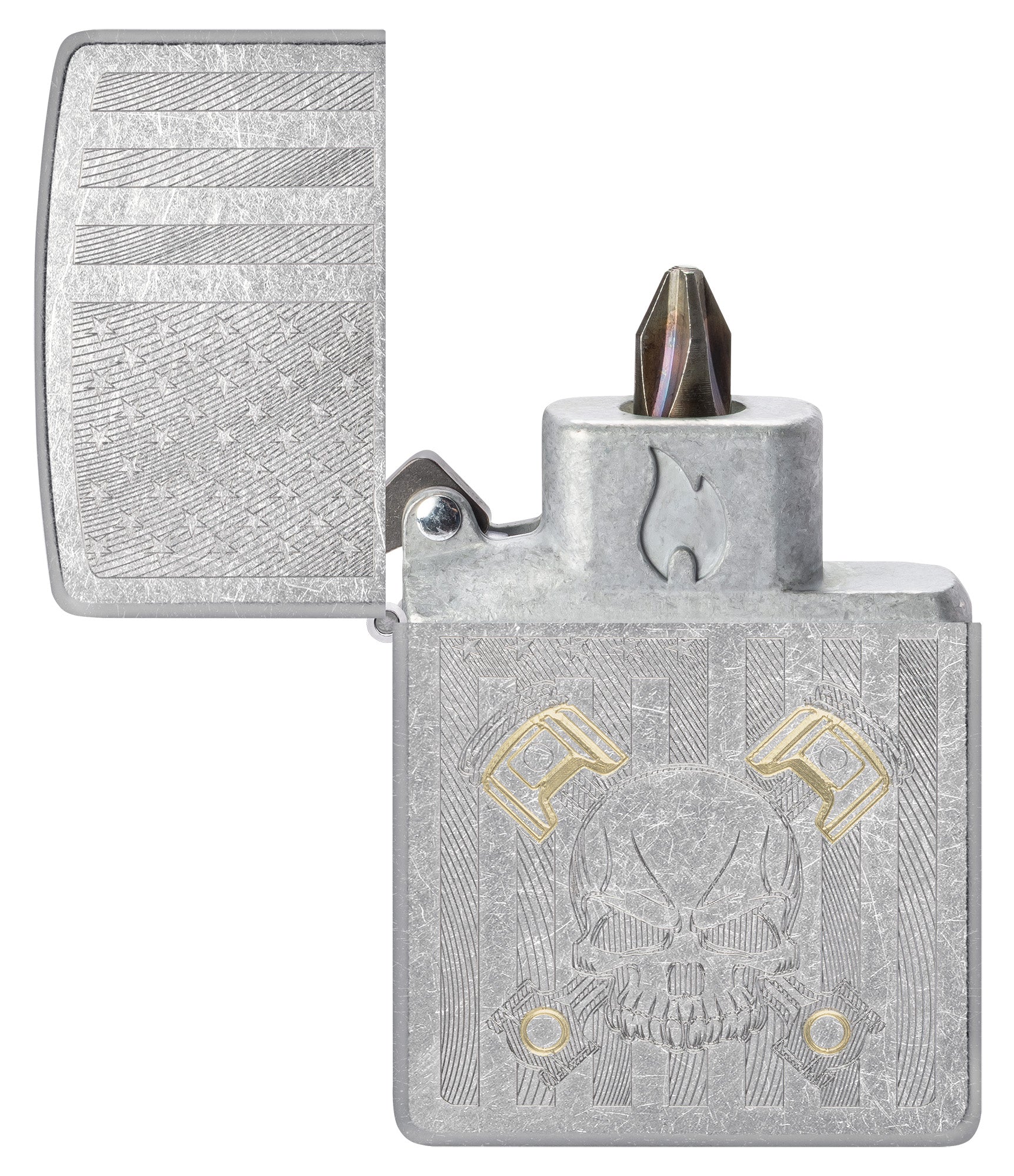Alternative view of Bit Safe Screwdriver with American Skull Design
