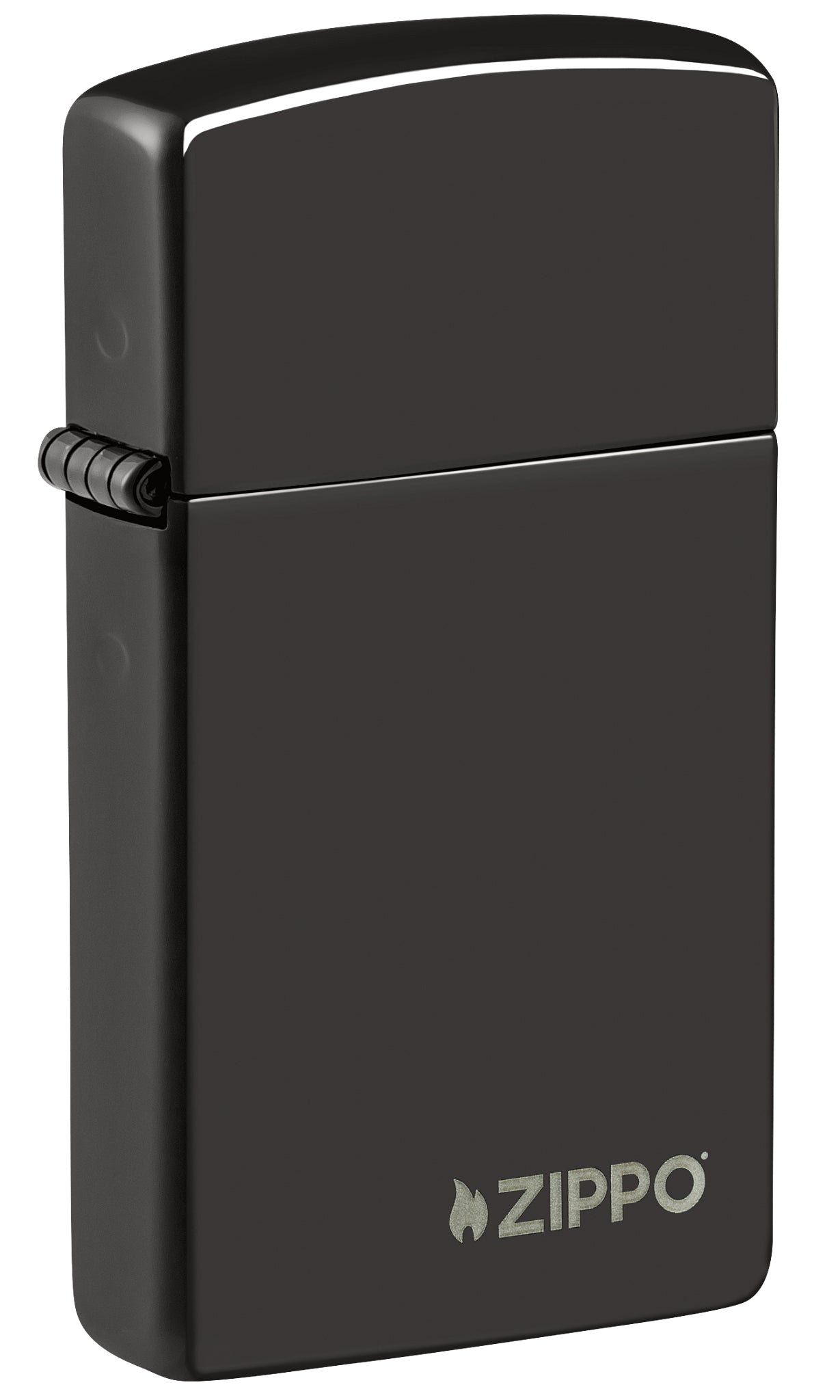 Slim High Polish Black Zippo Logo