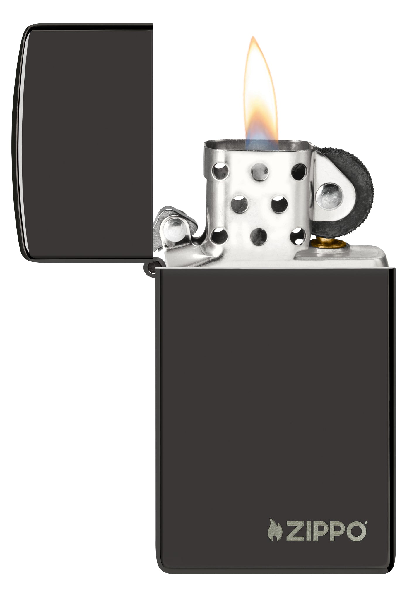 Slim High Polish Black Zippo Logo - Image 3
