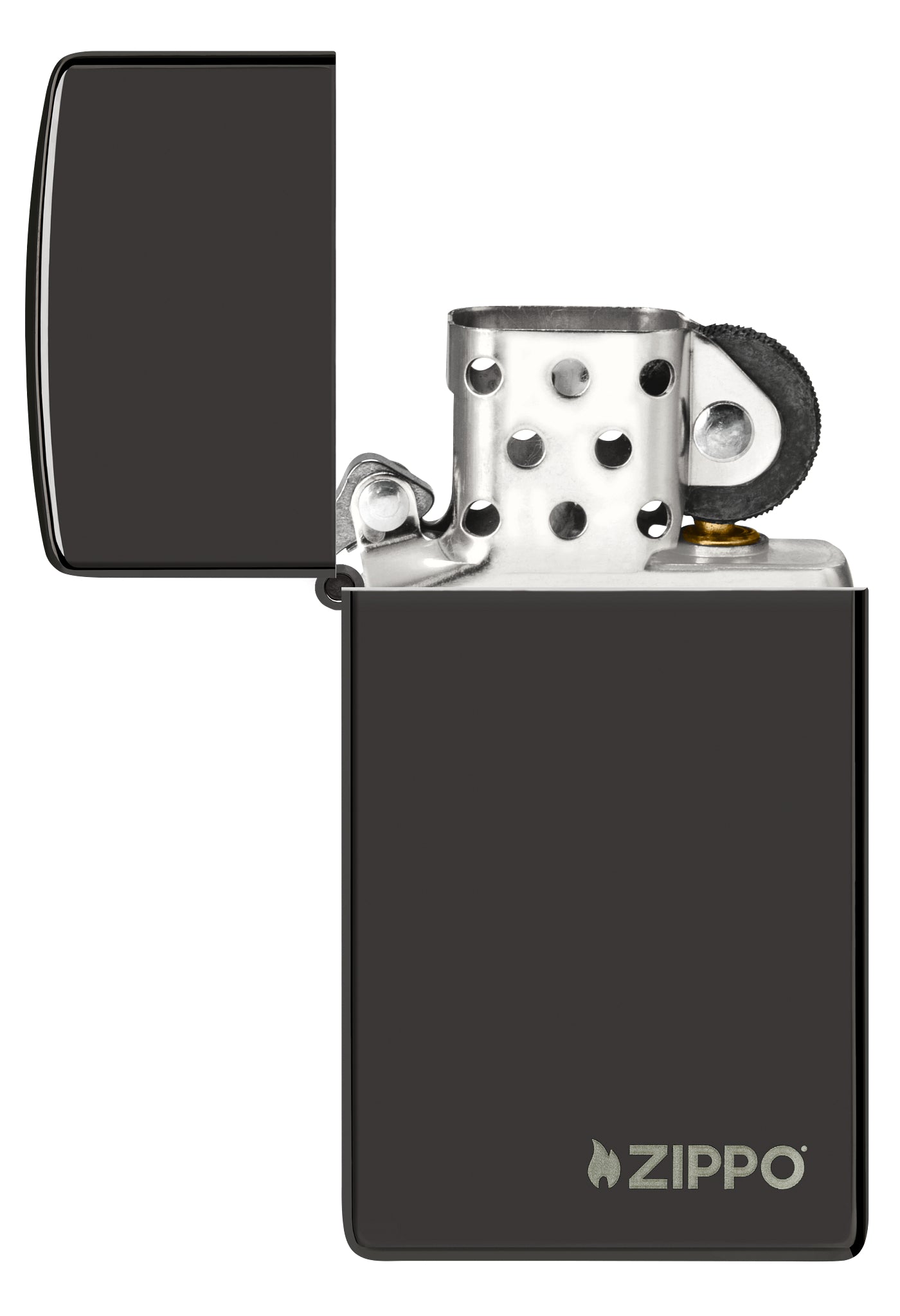 Slim High Polish Black Zippo Logo - Image 4