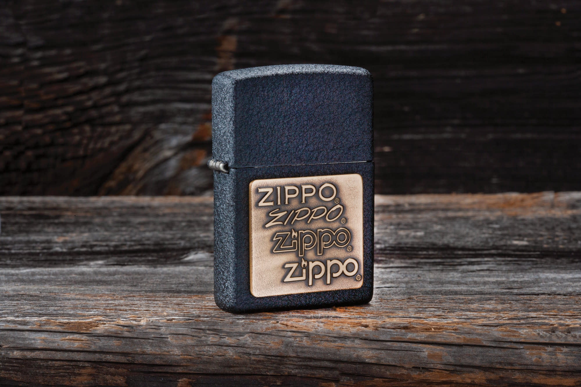 Alternative view of Black Crackle Gold Zippo Logo