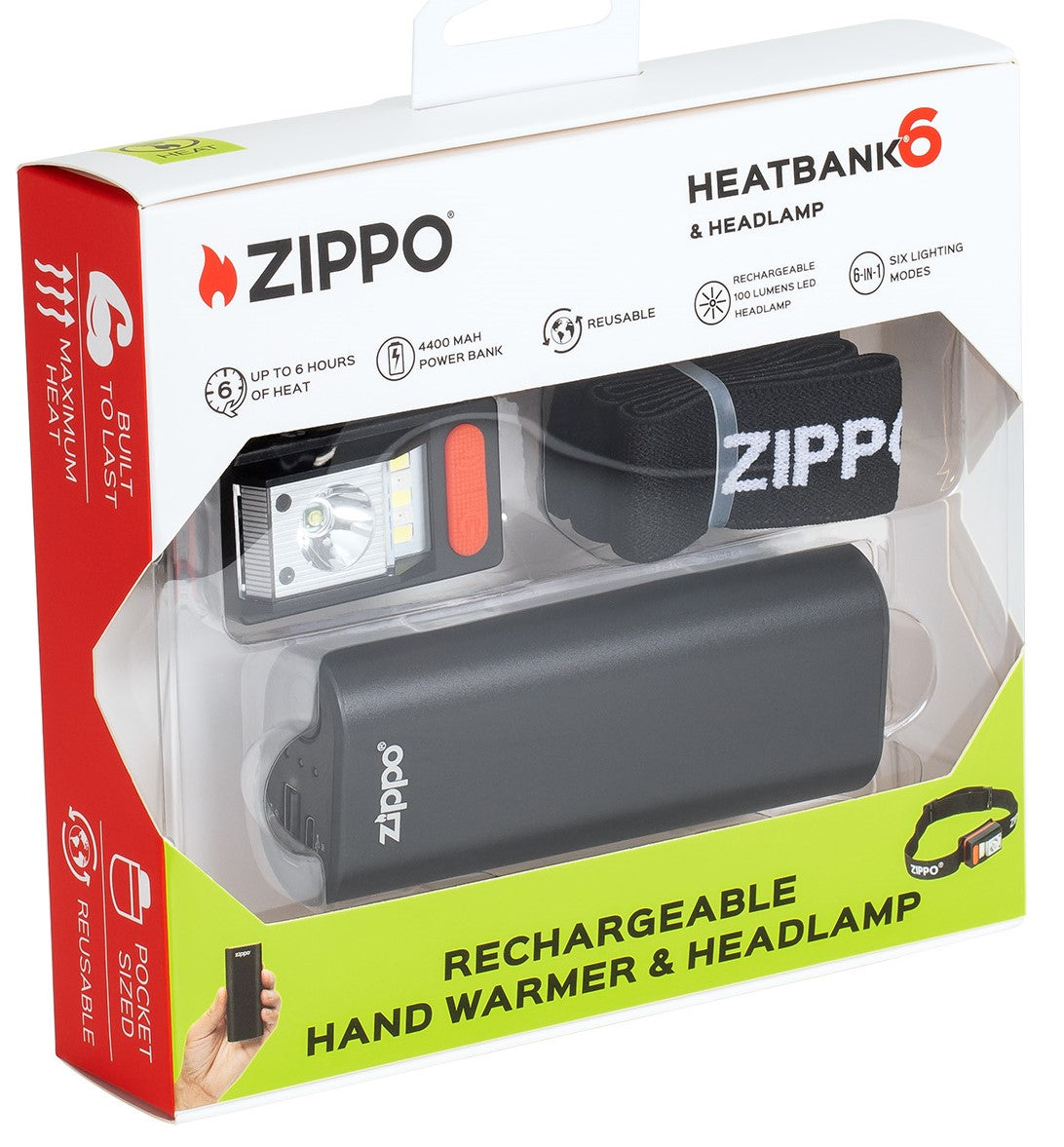 Black HeatBank 6 Rechargeable Hand Warmer and Headlamp Gift Set