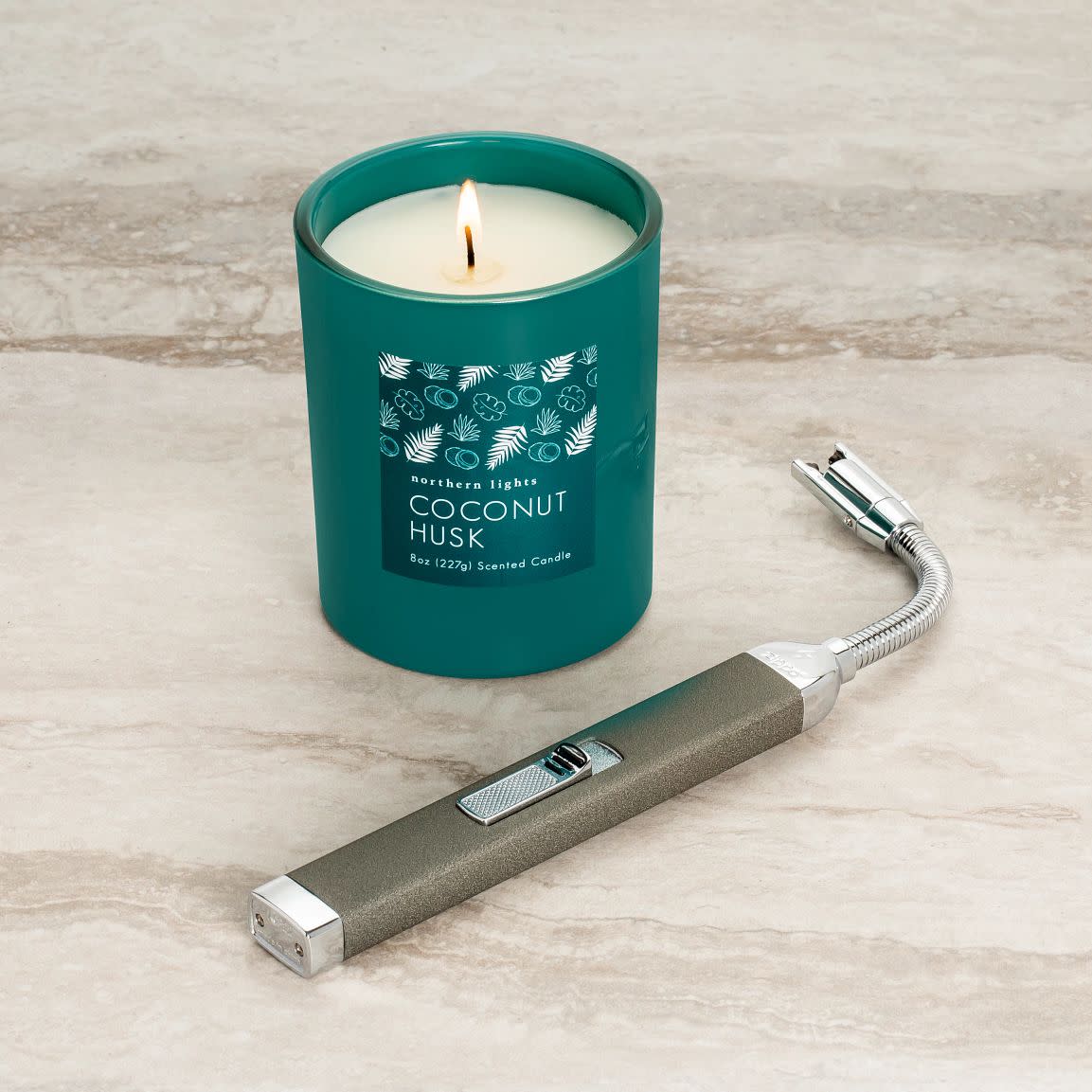 Alternative view of Pebble Rechargeable Candle Lighter & 8 oz Coconut Husk Candle Gift Set