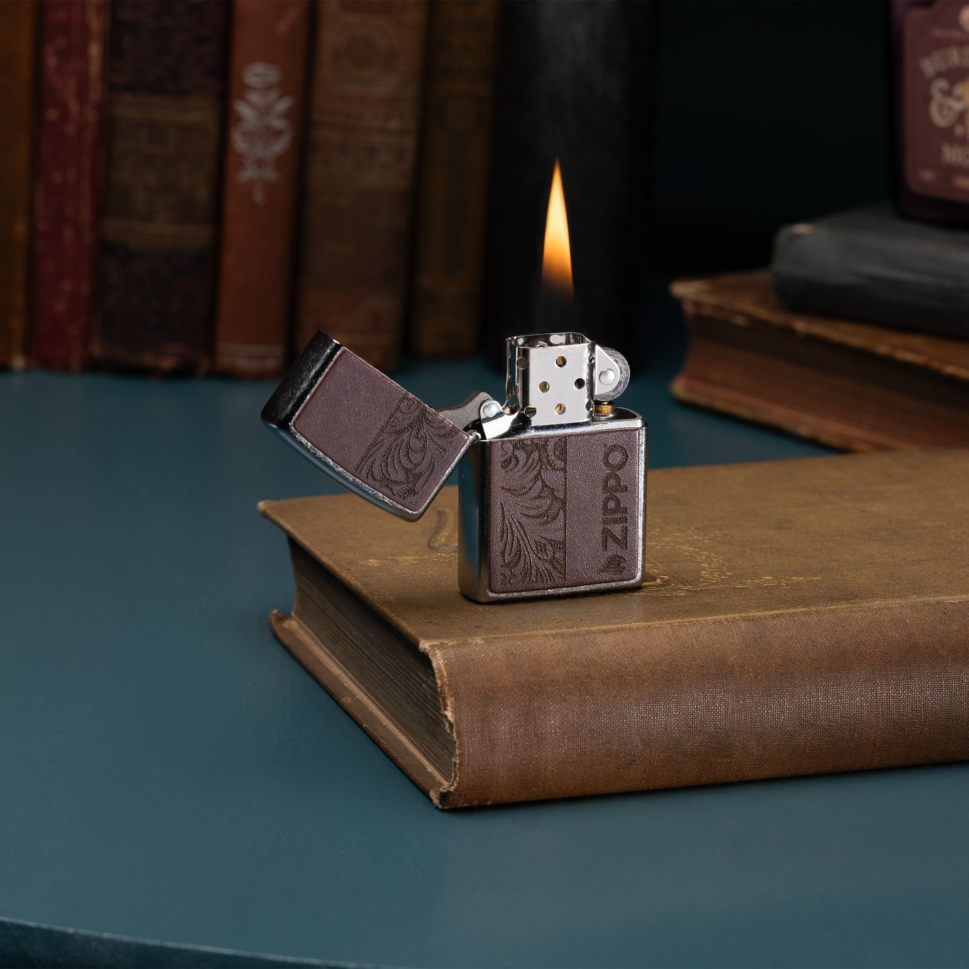 Alternative view of Brown Leather Emblem - Zippo Design