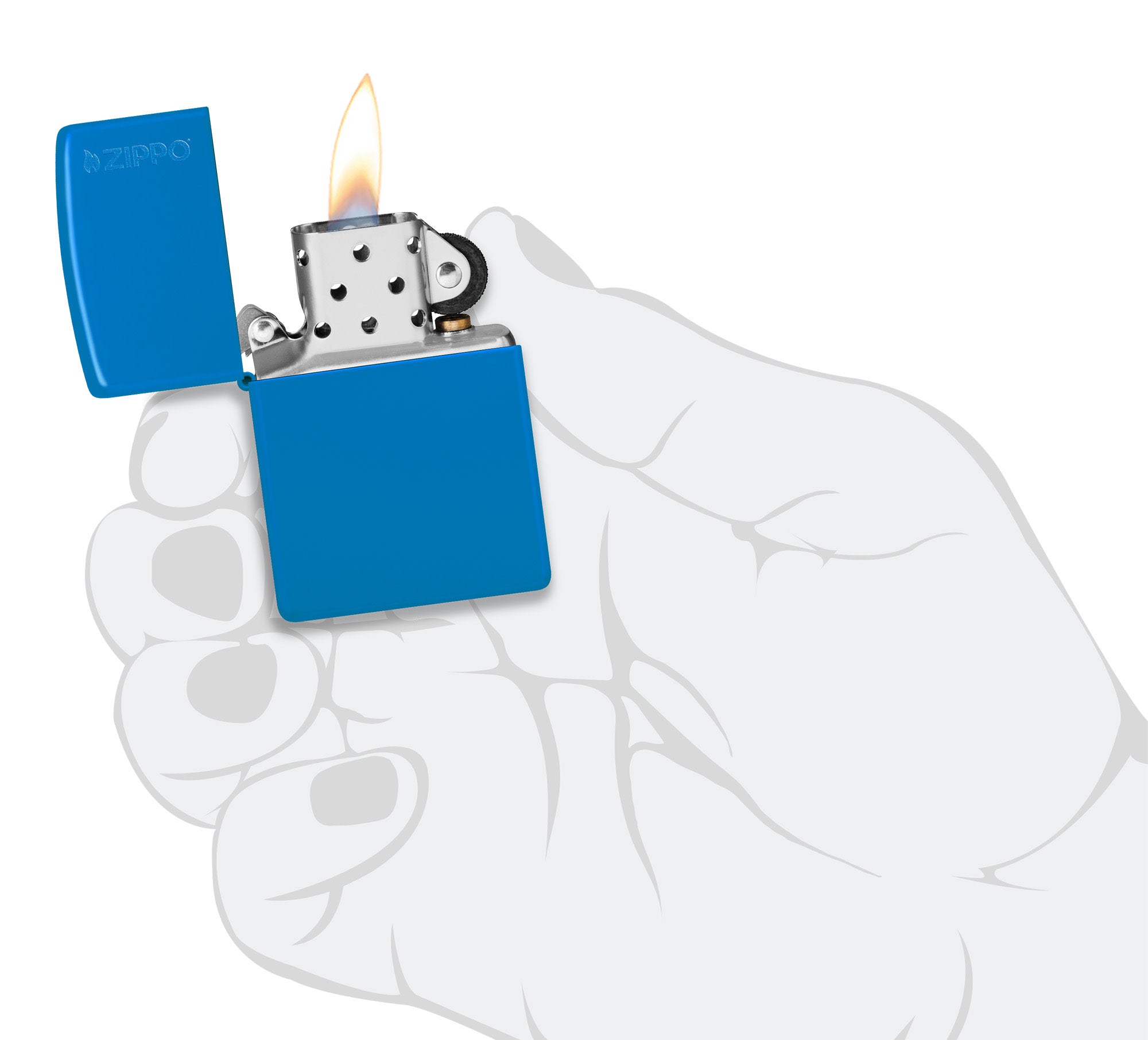 Classic Sky Blue Matte Zippo Logo - Image 4