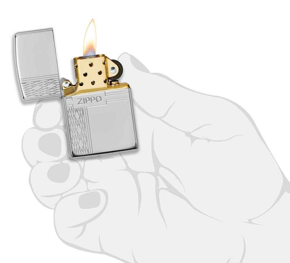 Sterling Silver Zippo Diamond Design - Image 4