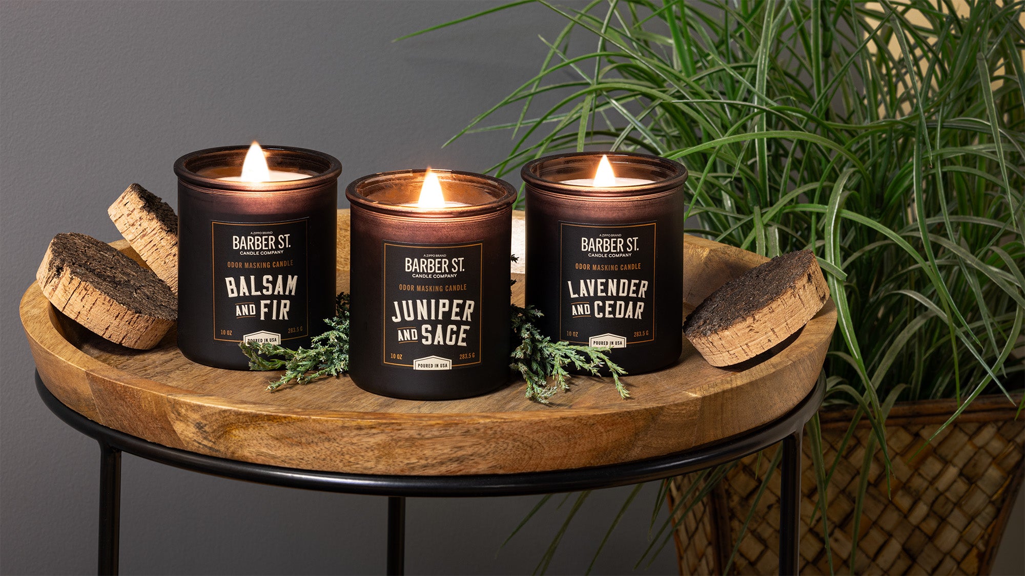Alternative view of Barber Street Odor Masking Candle - Wooden Wick